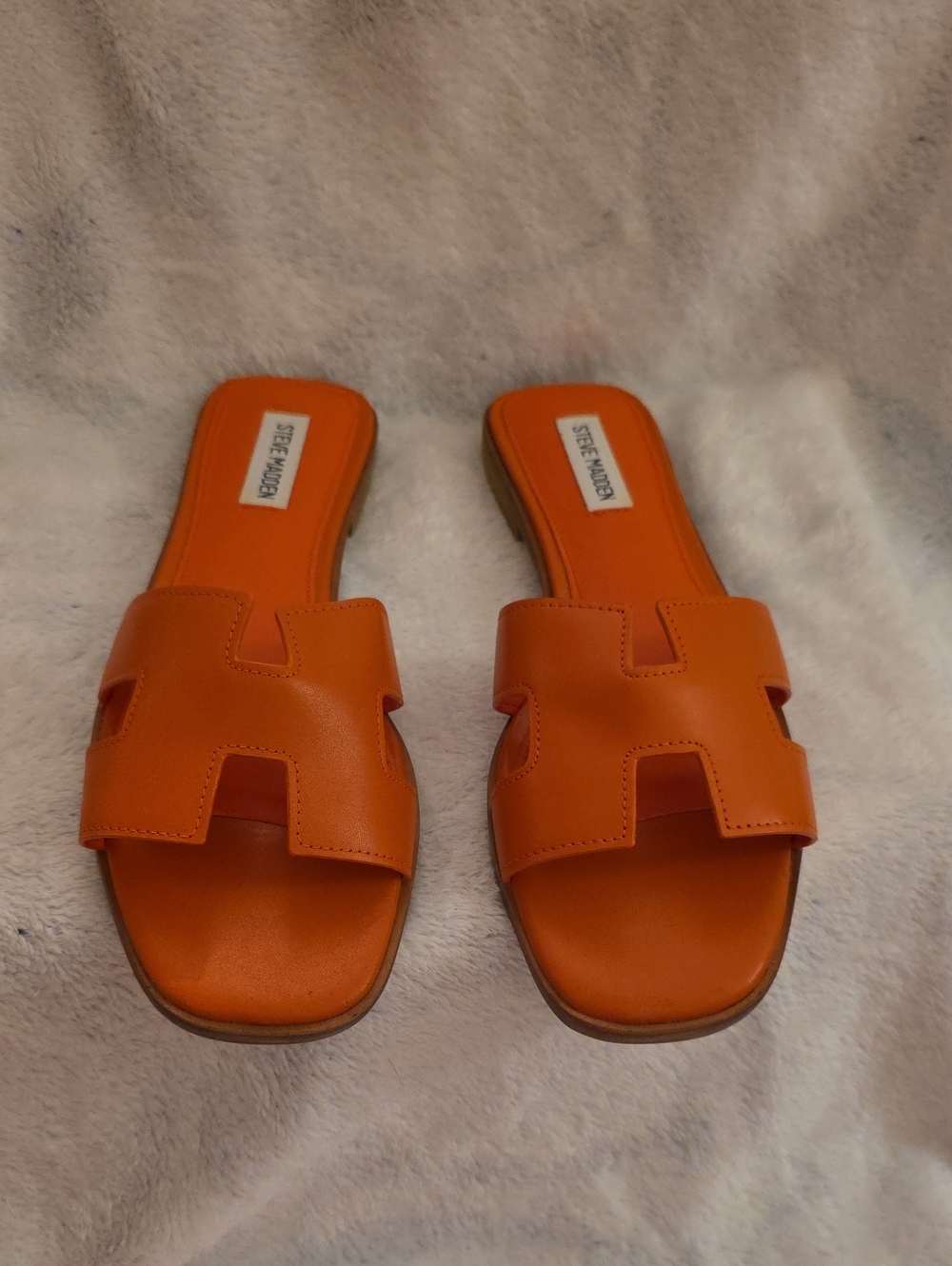 Steve Madden Orange Leather Slide Sandals